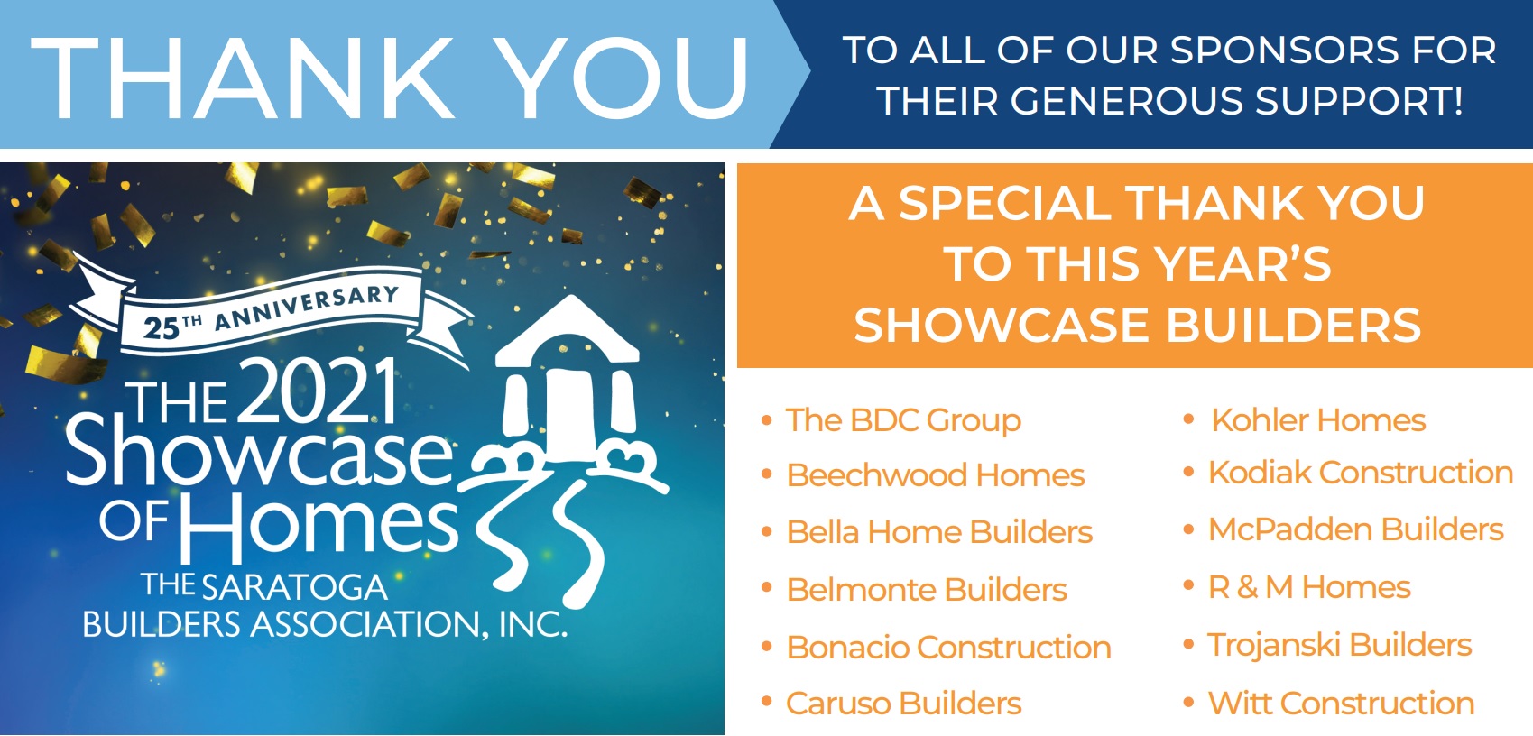 thank you sponsors for the 2021 saratoga showcase of homes